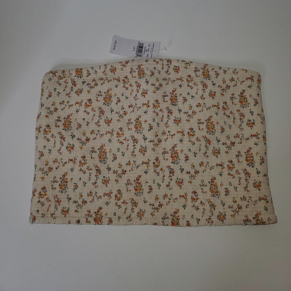 New-American Eagle‎ Tube Top Women’s Size Small  Floral Print Strapless White